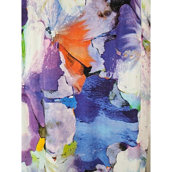 Kate & Mallory Womens Floral Midi Dress Ruffle Accent & Flutter Sleeves Size 2X - Picture 8 of 12